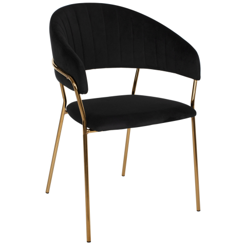 Interior - ARMCHAIR THEODORE HM8520.04 BLACK VELVET AND GOLDEN FRAME 55Χ50Χ82Hcm.