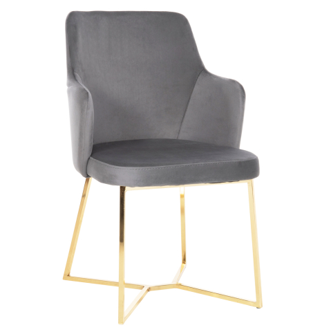Fotolii - ARMCHAIR TRIANA HM9278.11 GREY VELVET WITH GOLD METAL LEGS 54,5x60,5x85,5Hcm.