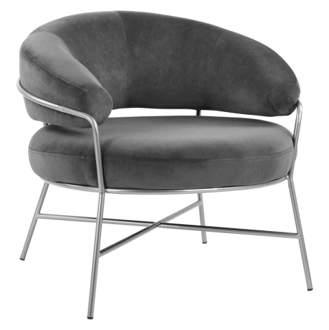 Interior - Armchair Trudi HM8639.01 Grey velvet with silver frame 83x75x76 cm.