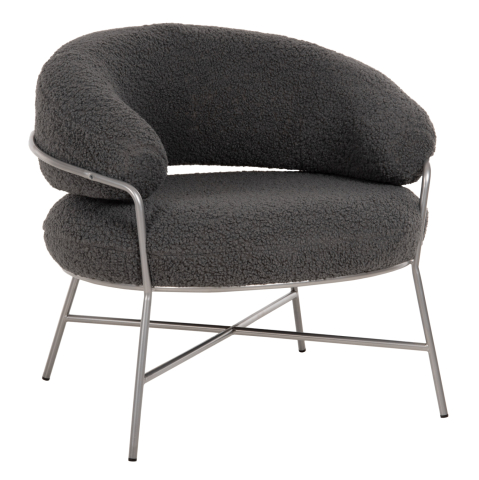 Interior - ARMCHAIR TRUDI HM8639.21 GREY BOUCLE FABRIC AND SILVER METAL FRAME 84x79x76Hcm.