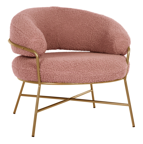 Fotolii - ARMCHAIR TRUDI HM8639.22 DUSTY PINK BOUCLE FABRIC AND GOLD METAL FRAME 84x79x76Hcm.