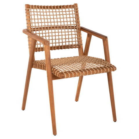 Fotolii - ARMCHAIR VAYA HM9823 TEAK WOOD-SYNTHETIC ROPE IN NATURAL COLOR 53.5x60.5x85Hcm.