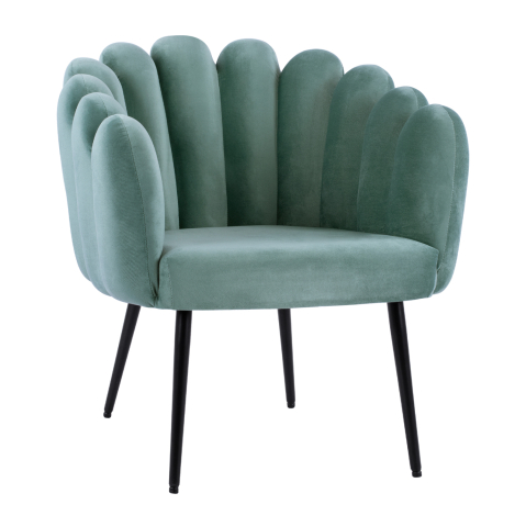 Interior - Armchair Vivien HM8631.07 Pistachio Green velvet, black legs 67x64x77cm