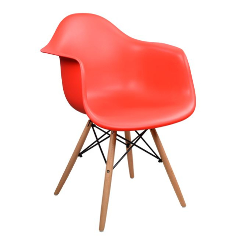 Fotolii - Armchair with wooden legs and red seat Mirto HM005.04 64x60x81 cm
