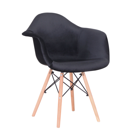 Interior - Armchair with wooden legs and velvet black Mirto HM8720.04 62x62x80 cm.