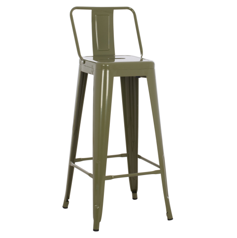 Scaune de bar - ΣΚΑΜΠΟ BAR ΜΕΤΑΛΛΙΚΟ MELITA ME ΠΛΑΤΗ ΣΕ DARK OLIVE GREEN HM8643.03 43Χ43Χ100εκ.