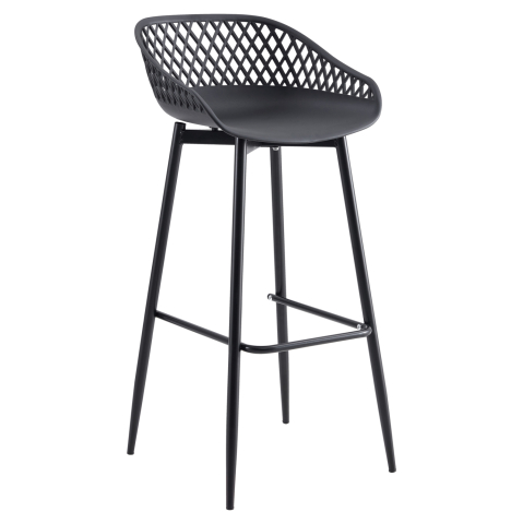 Scaune de bar - BAR STOOL AVAYA HM8686.12 BLACK POLYPROPYLENE AND BLACK METAL LEGS 45x45x97Hcm.