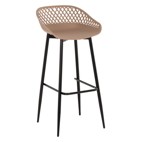 Scaune de bar - BAR STOOL AVAYA HM8686.13 CAPPUCCINO POLYPROPYLENE-BLACK METAL LEGS 46x48x99Hcm.