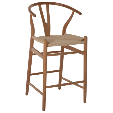 Scaune de bar - BAR STOOL BRAVE BEECH WOOD NATURAL WISHBONE BACK HM9405.01 48x53x100Hcm.