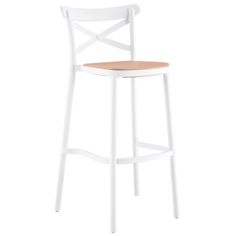 Taburete - BAR STOOL CONN HM5933.01 POLYPROPYLENE WITH BACKREST WHITE AND BEIGE SEAT 41x49x102Hcm.