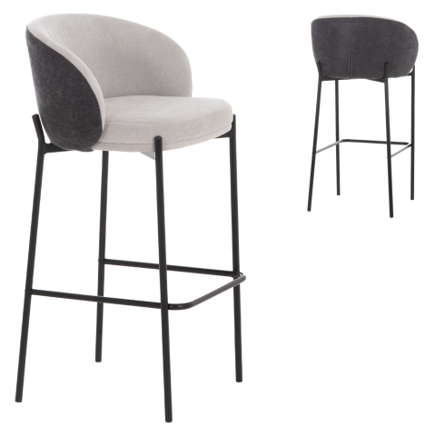 Interior - BAR STOOL DETTON HM18430.01 GREY FABRIC--BLACK METAL FRAME 55x50x97Hcm.