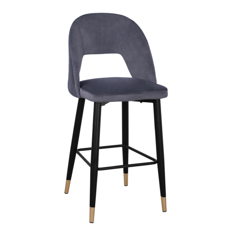 Scaune de bar - Bar Stool Harper HM8526.01 Velvet Grey with Metallic Frame 50Χ51Χ111cm