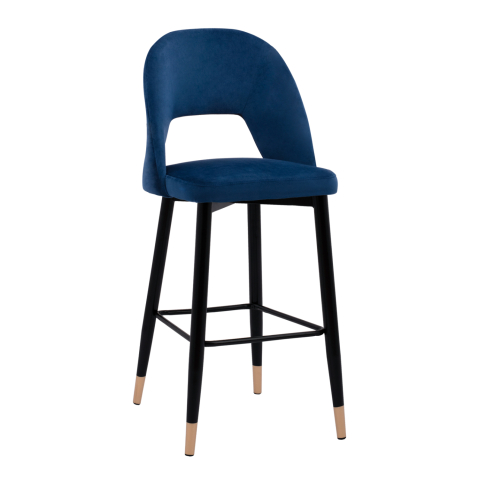 Scaune de bar - Bar Stool Harper HM8526.08 Velvet Blue in metallic frame 50x51x111cm