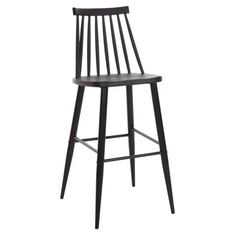 Scaune de bar - BAR STOOL HIGH SEAT VANESSA HM8459.12 BLACK PP and BLACK METAL LEGS 47x48,5x107Hcm.