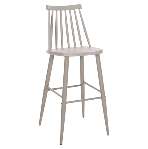 Scaune de bar - BAR STOOL HIGH SEAT VANESSA HM8459.20 GREY PP and GREY METAL LEGS 47x48,5x107Hcm.