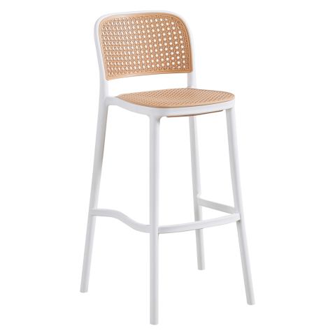 Taburete - BAR STOOL HM5939.01 POLYPROPYLENE WHITE-BEIGE 41x53x103Hcm.