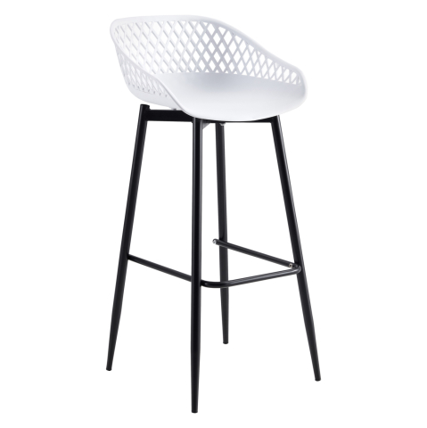 Scaune de bar - BAR STOOL HM8686.11 WHITE POLYPROPYLENE AND BLACK METAL LEGS 45x45x97Hcm.