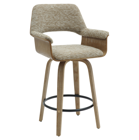 Scaune de bar - BAR STOOL MED.HEIGHT CLIPP HM9987.01 WHITEWASH PLYWOOD-BEIGE FABRIC 57,5x53x98Hcm.