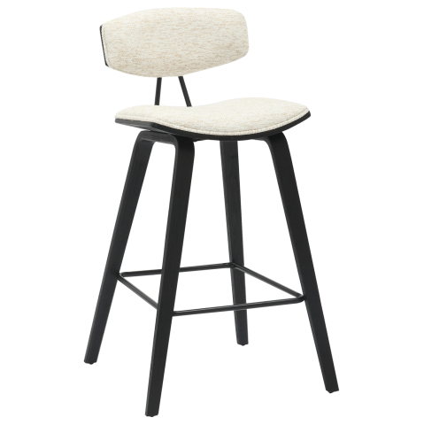 Scaune de bar - BAR STOOL MED.HEIGHT INOVER HM9984.02 METAL and PLYWOOD-ECRU FABRIC 50,5x49x90Hcm.