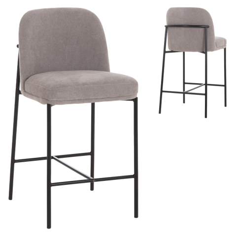 Interior - BAR STOOL MED.HEIGHT MANIDO HM18427.01 GREY FABRIC--BLACK METAL FRAME 45x55x92Hcm.