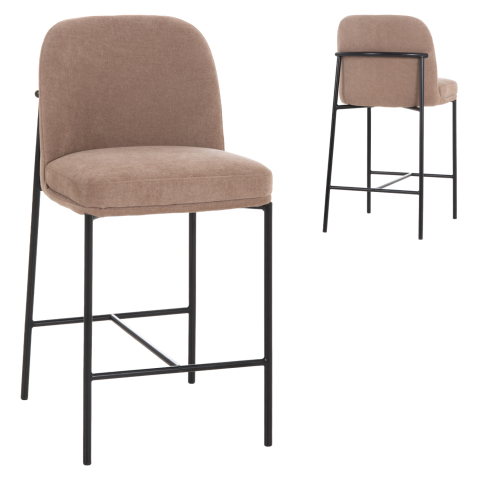 Interior - BAR STOOL MED.HEIGHT MANIDO HM18427.02 TAUPE FABRIC--BLACK METAL FRAME 45x55x92Hcm.