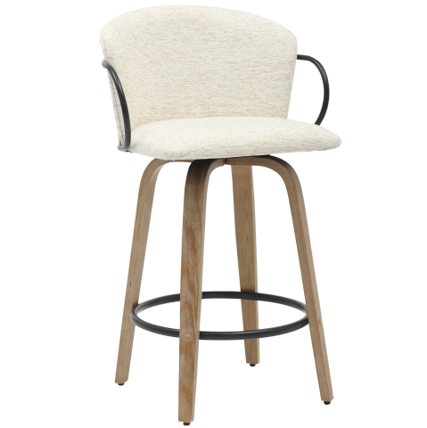 Scaune de bar - BAR STOOL MED.HEIGHT NEBOR HM9986.01 PLYWOOD LEGS-BLACK METAL-ECRU FABRIC 53,5x51x90Hcm.