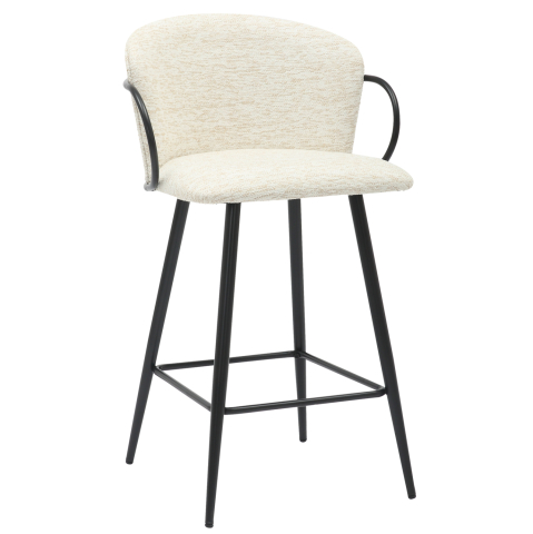 Scaune de bar - BAR STOOL MED.HEIGHT NEBOR HM9986.02 BLACK METAL FRAME-ECRU FABRIC 53,5x51x90Hcm.
