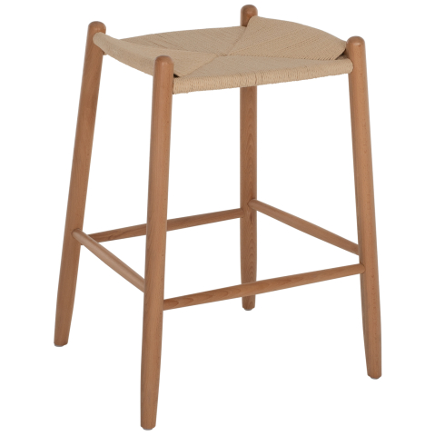 Scaune de bar - BAR STOOL MEDIUM HEIGHT BEECH WOOD-ROPE 44x46x65Hcm.HM9321.01