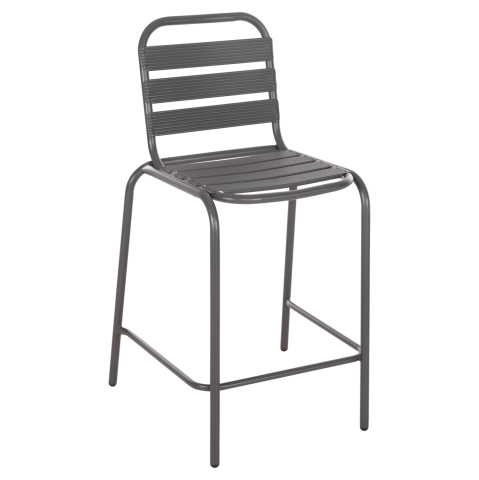 Taburete - BAR STOOL MEDIUM HEIGHT LAURA HM6065.01 METAL FRAME AND ALUMINUM IN GREY 58.5x58x104H cm.