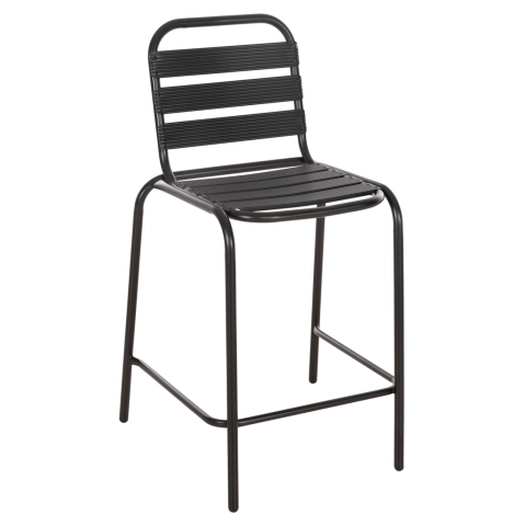 Taburete - BAR STOOL MEDIUM HEIGHT LAURA HM6065.03 METAL FRAME AND ALUMINUM IN BLACK 58.5x58x104H cm.