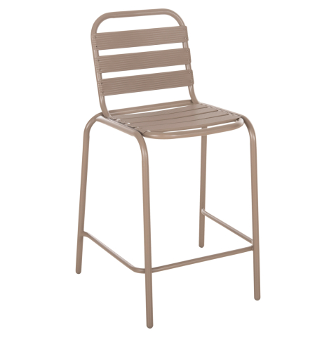 Taburete - BAR STOOL MEDIUM HEIGHT LAURA HM6065.04 METAL FRAME AND ALUMINUM IN CHAMPAGNE COLOR 58.5x58x104H