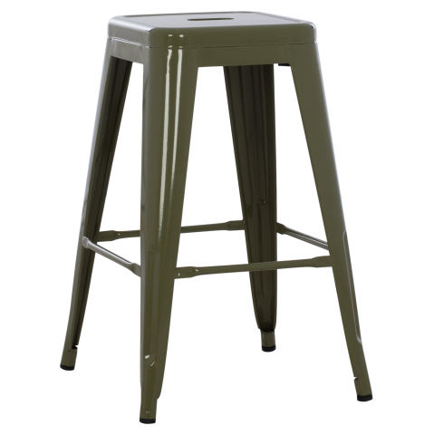 Interior - BAR STOOL MEDIUM HEIGHT MELITA-PRO HM8573.43 METAL IN DARK OLIVE GREEN 43x43x67Hcm.