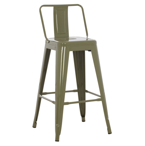 Interior - BAR STOOL MEDIUM HEIGHT MELITA-PRO HM8574.43 METAL IN DARK OLIVE GREEN 43x43x88Hcm.