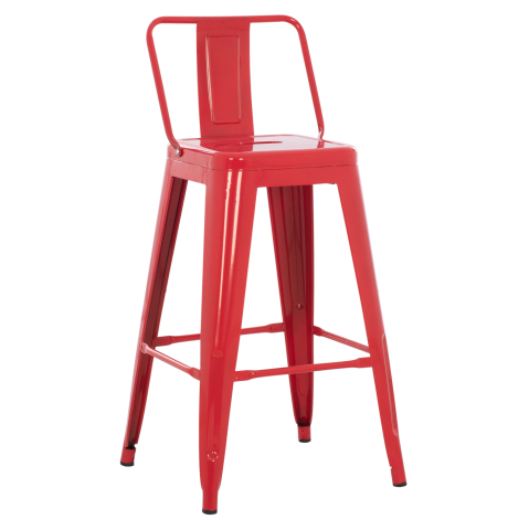 Interior - BAR STOOL MEDIUM HEIGHT MELITA-PRO HM8574.44 METAL IN RED 43x43x88Hcm.