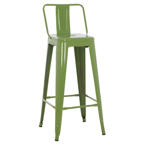 Scaune de bar - BAR STOOL MELITA HM8643.13 METAL WITH BACKREST IN LIGHT OLIVE GREEN 43Χ43Χ100Hcm.