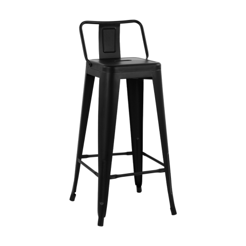 Interior - Bar Stool Metallic Melita with back Black matte 43x43x95cm HM8643.22