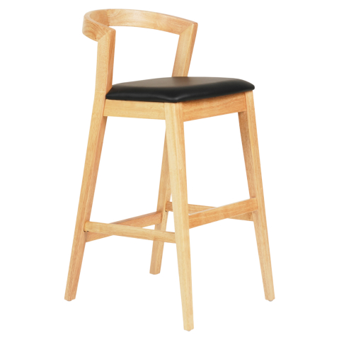 Scaune de bar - BAR STOOL NAMI HM9952.01 RUBBERWOOD IN OAK-BLACK PU 47,5x59x102,5Hcm.