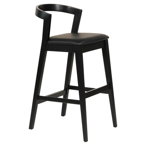 Scaune de bar - BAR STOOL NAMI HM9952.02 RUBBERWOOD and PU-BLACK 47,5x59x102,5Hcm.
