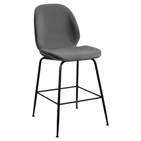 Scaune de bar - Bar Stool Nora Velvet Grey and Black metallic frame HM8524.01 48x61x103 cm