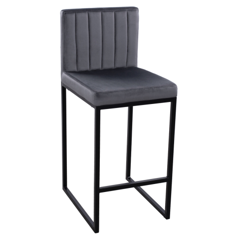 Scaune de bar - Bar Stool Piper Velvet Grey and Black Metallic Frame HM8525.01 40x49x96 cm
