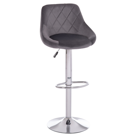 Interior - BAR STOOL ROSE HM204.41 CHROMED BASE and SUSPENSION and GREY VELVET 48x45x105Hcm.