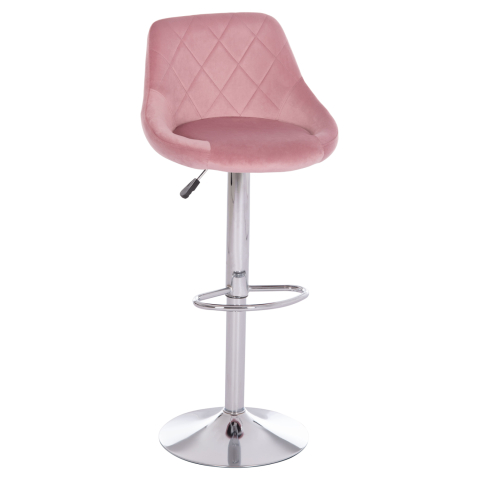 Interior - BAR STOOL ROSE HM204.42 CHROMED BASE and SUSPENSION and DUSTY PINK VELVET 48x45x105Hcm.