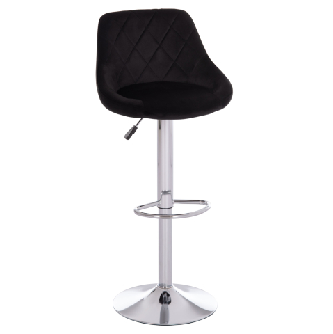 Interior - BAR STOOL ROSE HM204.44 CHROMED BASE and SUSPENSION and BLACK VELVET 48x45x105Hcm.