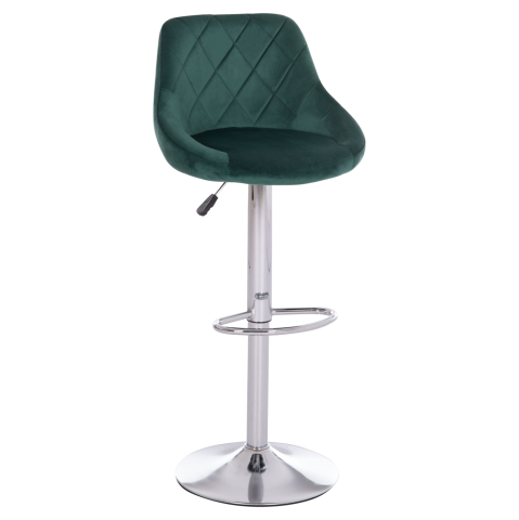 Interior - BAR STOOL ROSE HM204.46 CHROMED BASE and SUSPENSION and CYPRESS GREEN VELVET 48x45x105Hcm.