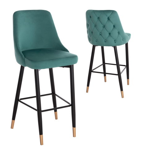 Scaune de bar - Bar Stool SERENITY HM8519.03 Velvet Cypress Green Color and metallic frame 51x57x110cm