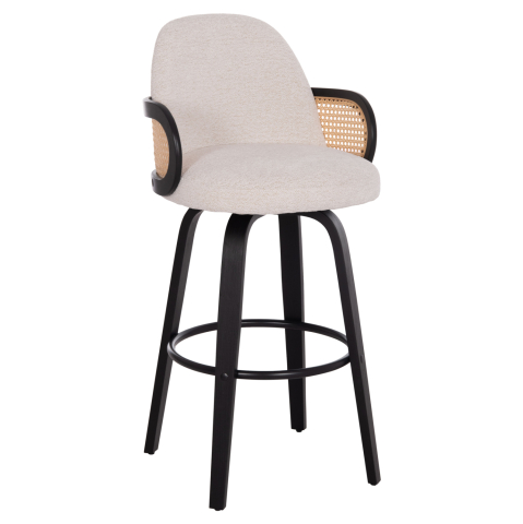 Interior - BAR STOOL SWIVEL BECKER HM18251.02 PLYWOOD IN BLACK--FABRIC IN ECRU 50x52x100Hcm.