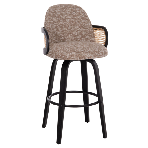 Interior - BAR STOOL SWIVEL BECKER HM18251.03 PLYWOOD IN BLACK--FABRIC IN BROWN 50x52x100Hcm.