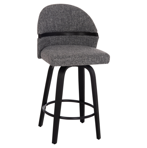 Interior - BAR STOOL SWIVEL DEKKER HM18250.02 PLYWOOD IN BLACK--FABRIC IN GREY 48x54x96Hcm.