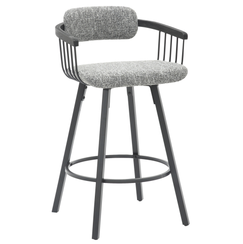 Scaune de bar - BAR STOOL SWIVEL LANG HM9990.02 BLACK METAL FRAME-GREY FABRIC 51,5x48,5x89,5Hcm.