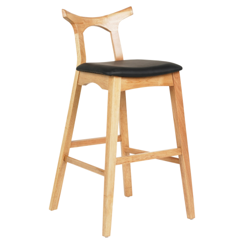 Scaune de bar - BAR STOOL USOPP HM9951.01 RUBBERWOOD IN LIGHT OAK- BLACK PU 43x41x100Hcm.
